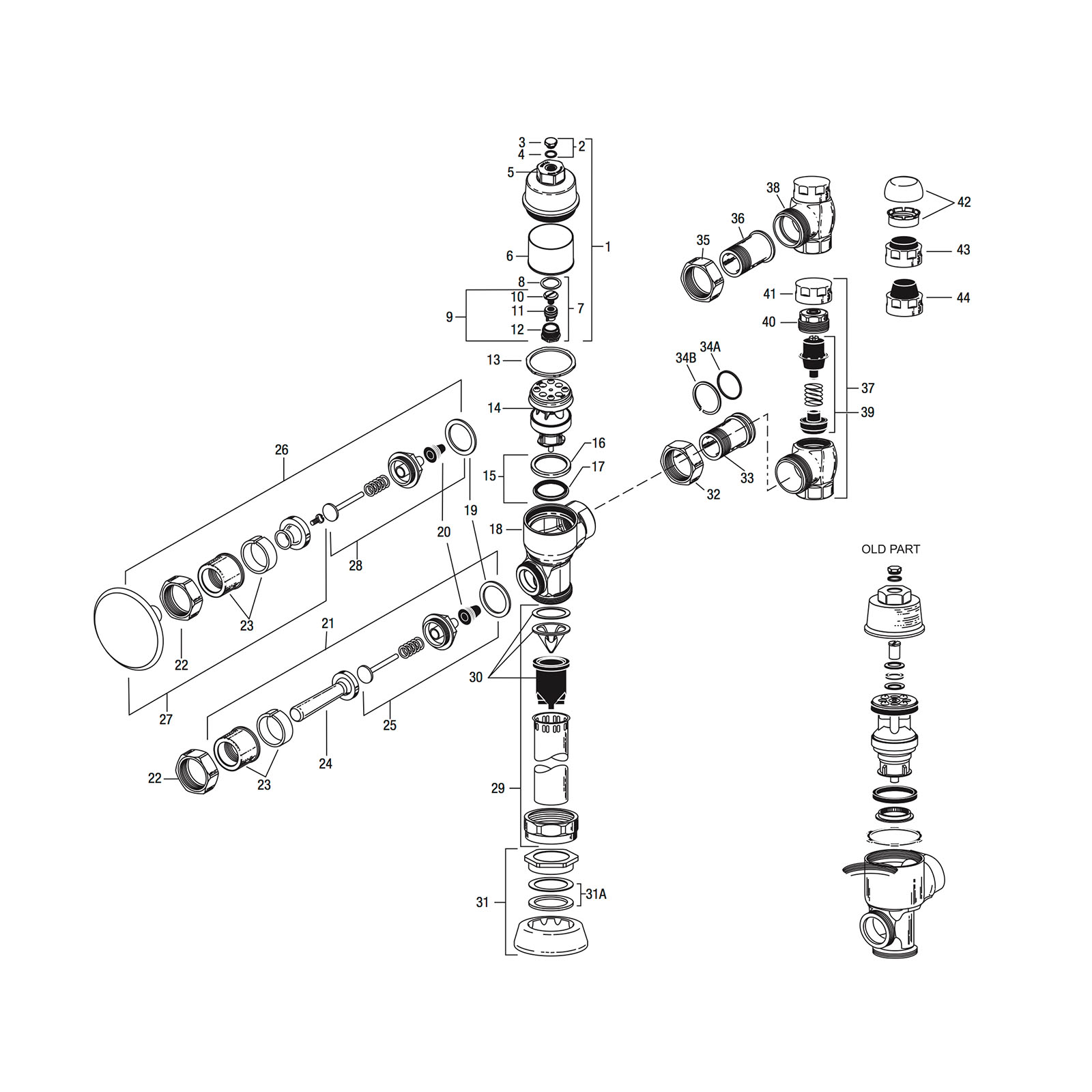 Line Drawing for Naval® Flushometer