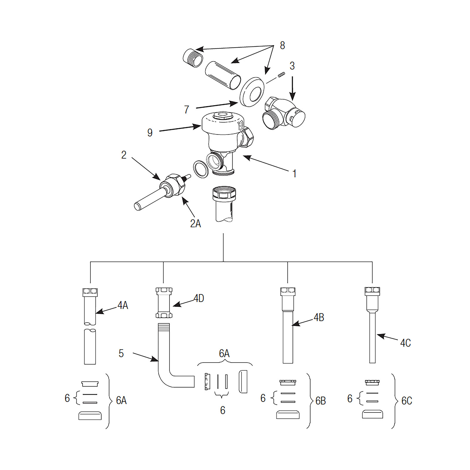 Line Drawing for Sloan Flushometer